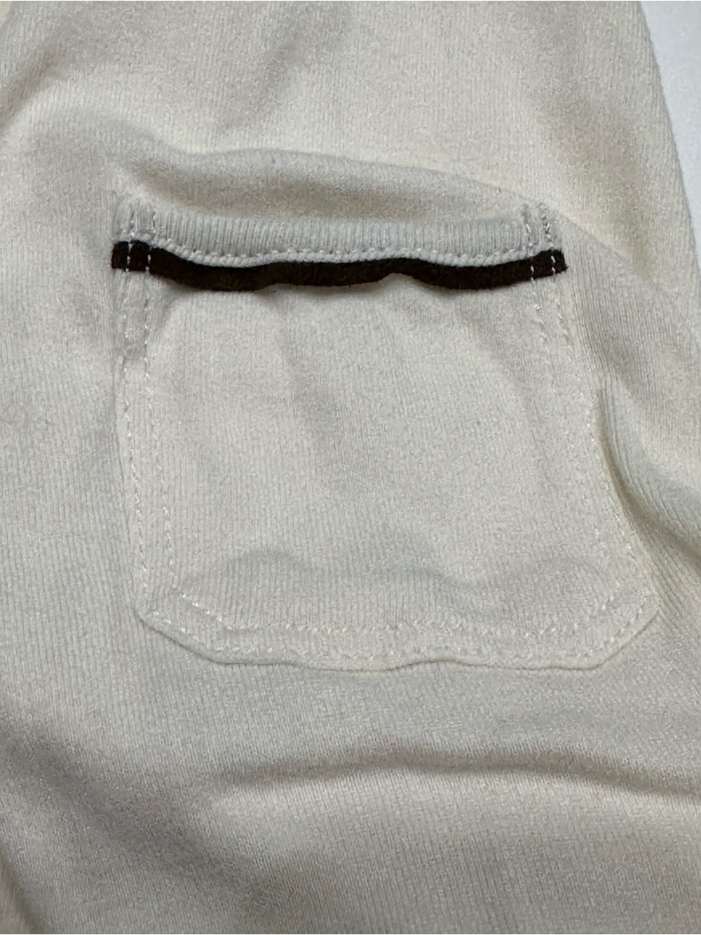 Lauren Jeans Co Ralph Lauren Cream Contrast Trim Henley Top XL Flaw - Picture 5 of 10